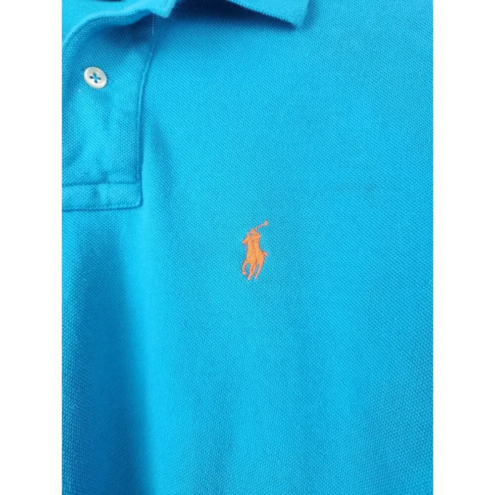 Vintage Polo Ralph Lauren Polo Shirt Turquoise Blue Men Small Logo Short Sleeve